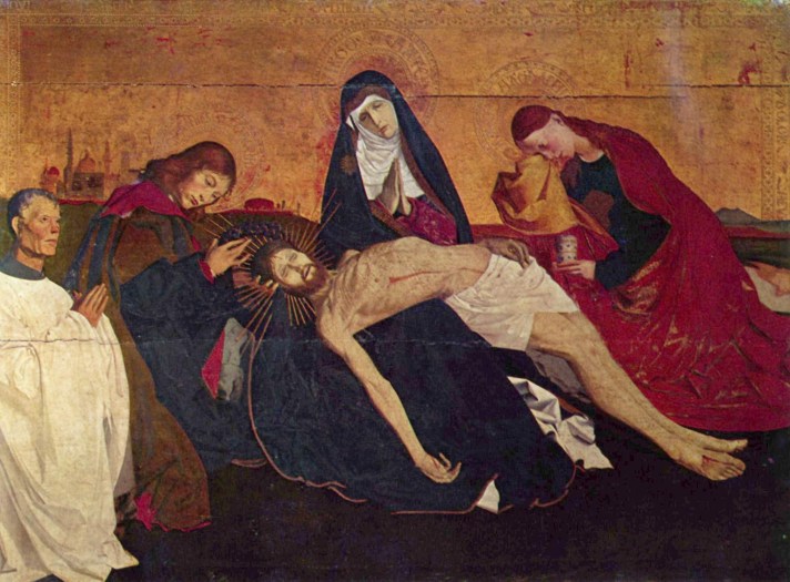 Ragon Trompe Enguerrand Quarton. Pietà of Villeneuve-lès-Avignon. Oil on wood, 163cm x 219cm. Musée du Louvre