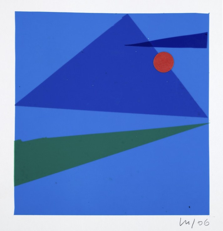 Vera Molnar, Montparnasse, d'après Klee, en bleu, vert et rouge 2006